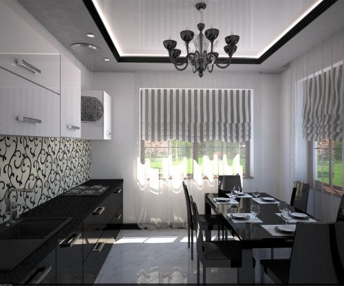 Черные шторы на кухне в интерьере (33 фото) - красивые картинки и HD фото